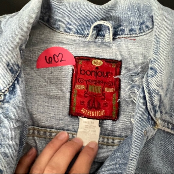 Vintage 80's Bonjour light wash denim jean jacket womens size medium button up - Picture 9 of 14